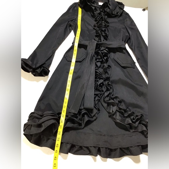 Joseph Ribkoff Black Coat with Ruffle Accents - Picture 6 of 9